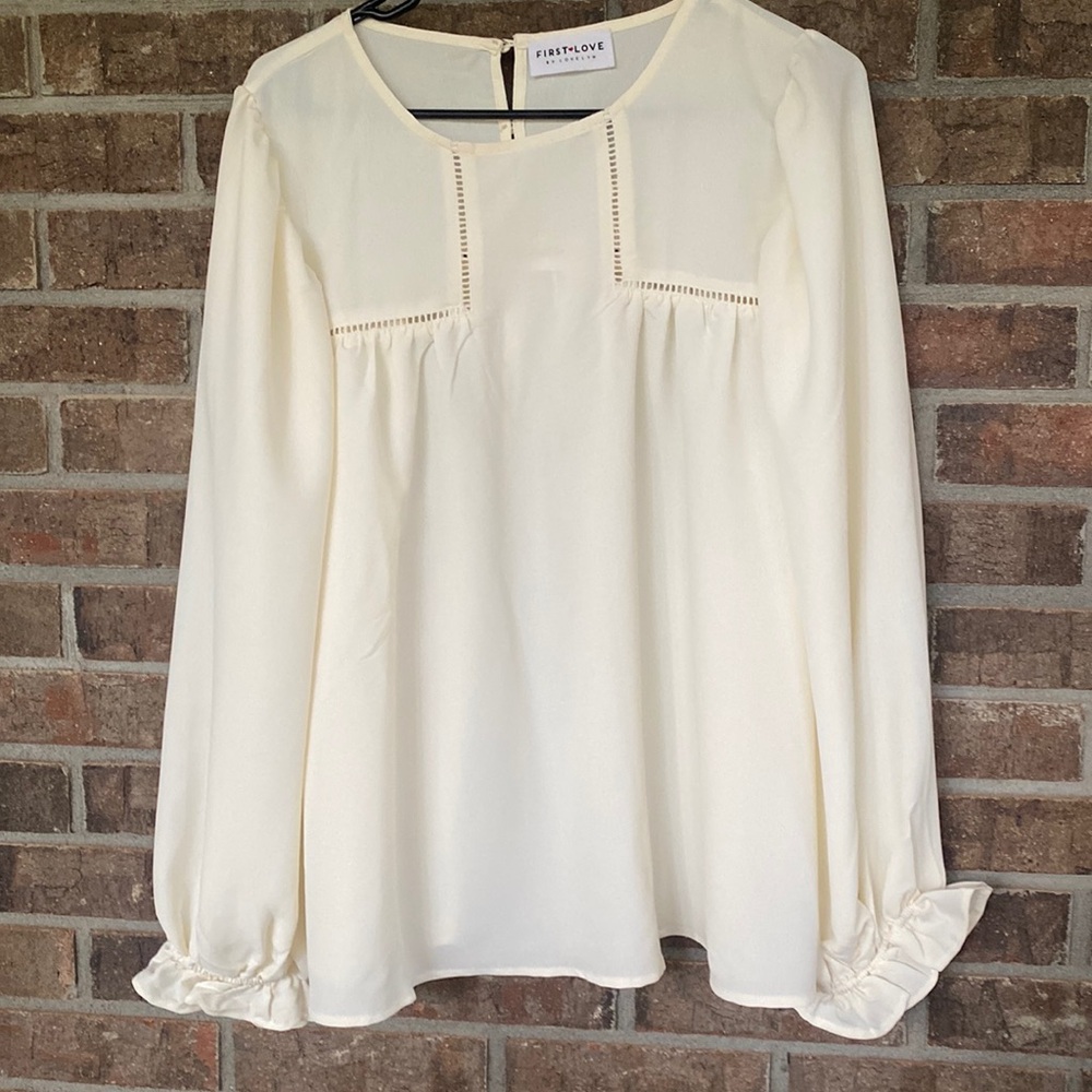 First Love Cream colored work long sleeved blouse